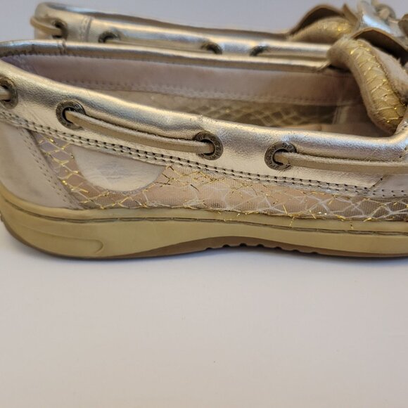 Sperry Womens Gold & Tan Leather Boat Shoes Size 6.5M - Picture 6 of 7